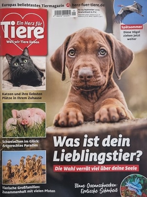 Foto der Zeitschrift mit dem Titel "Ein Herz für Tiere"