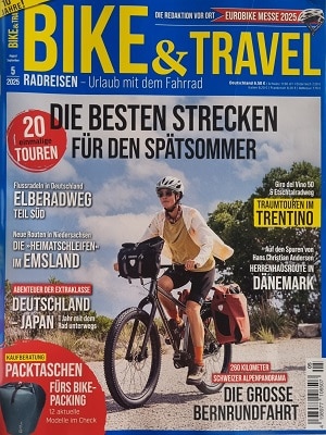 Foto der Zeitschrift mit dem Titel "Bike and Travel"